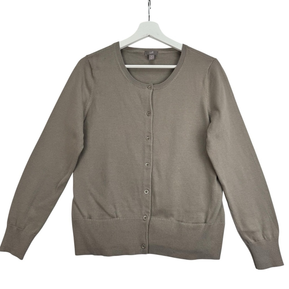 J. Jill Women's Stretch Cardigan Sweater Size Medium Button closure Tan
